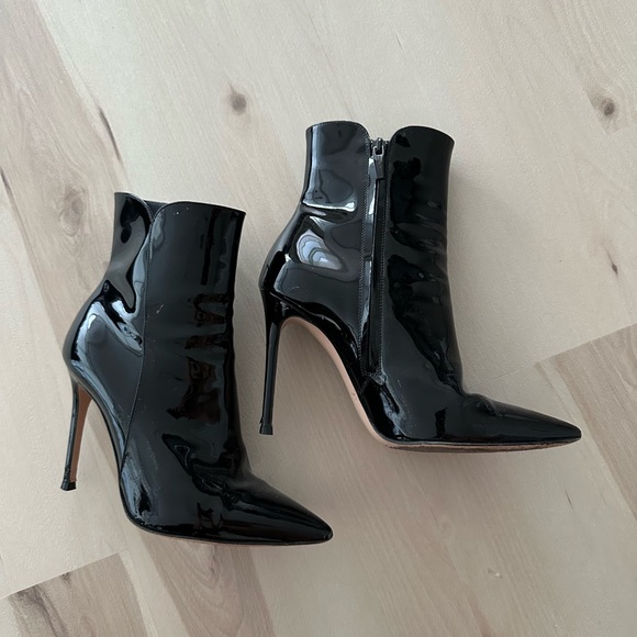 GIANVITO ROSSI BLACK PATENT LEVY ANKLE BOOTS SZ 36 - Picture 3 of 7